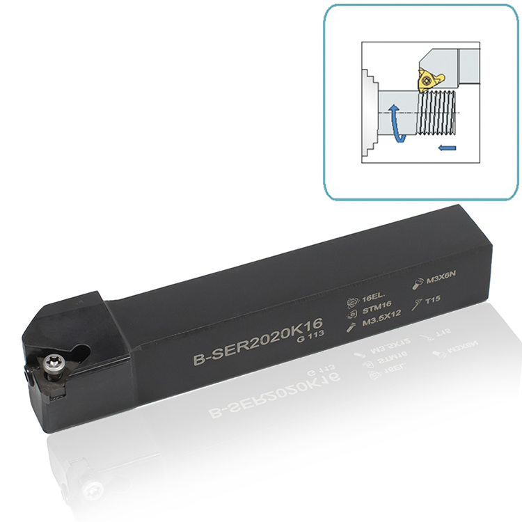 Sandhog Herramienta de rosca indexable Portaherramientas de roscado Portaherramientas de corte de inserto de carburo B-SER2020